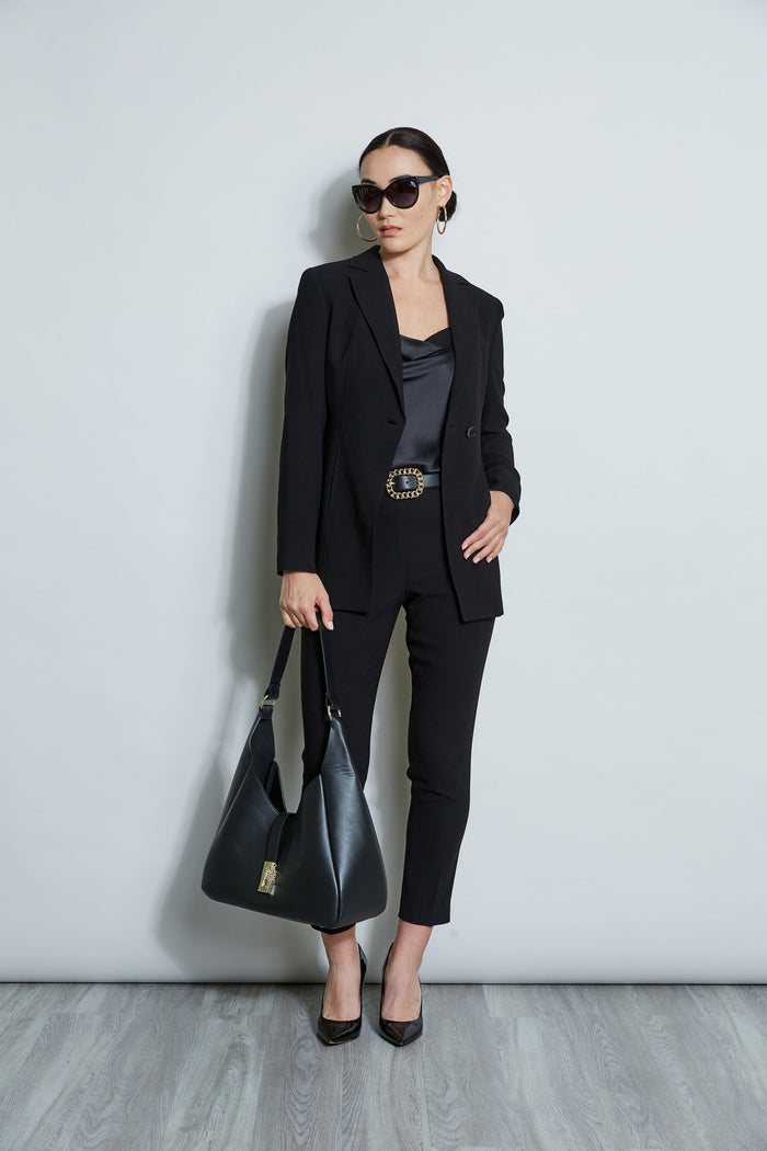 Elie Tahari Asymmetric Single Button Blazer BLACK