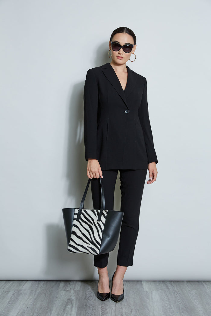 Elie Tahari Asymmetric Single Button Blazer BLACK