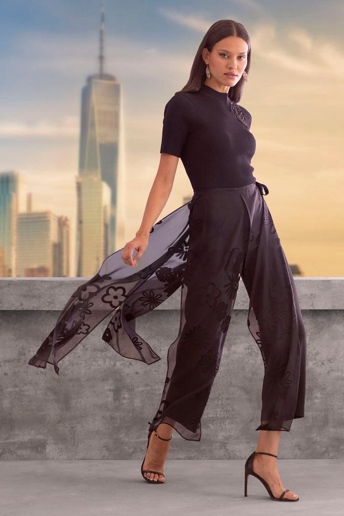 Elie Tahari Beaded Rib Sweater BLACK