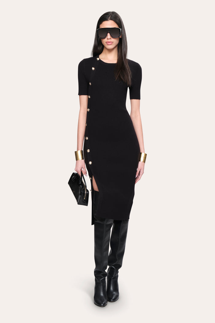 Elie Tahari Bella Ribbed Dress BLACK