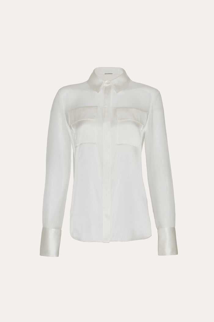 Elie Tahari Bia Silk Blouse FRESH PEARL