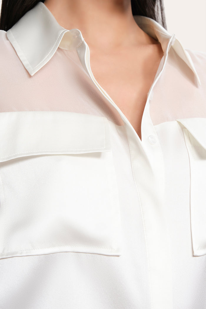 Elie Tahari Bia Silk Blouse FRESH PEARL
