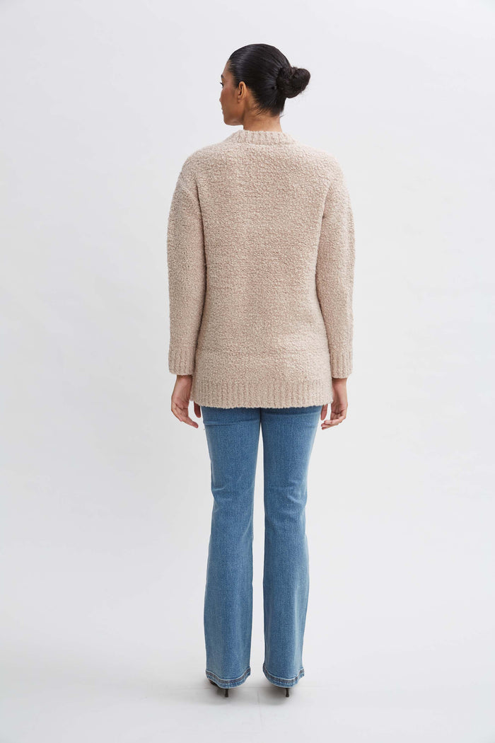 Elie Tahari Boucle Merino Cardigan BUFF