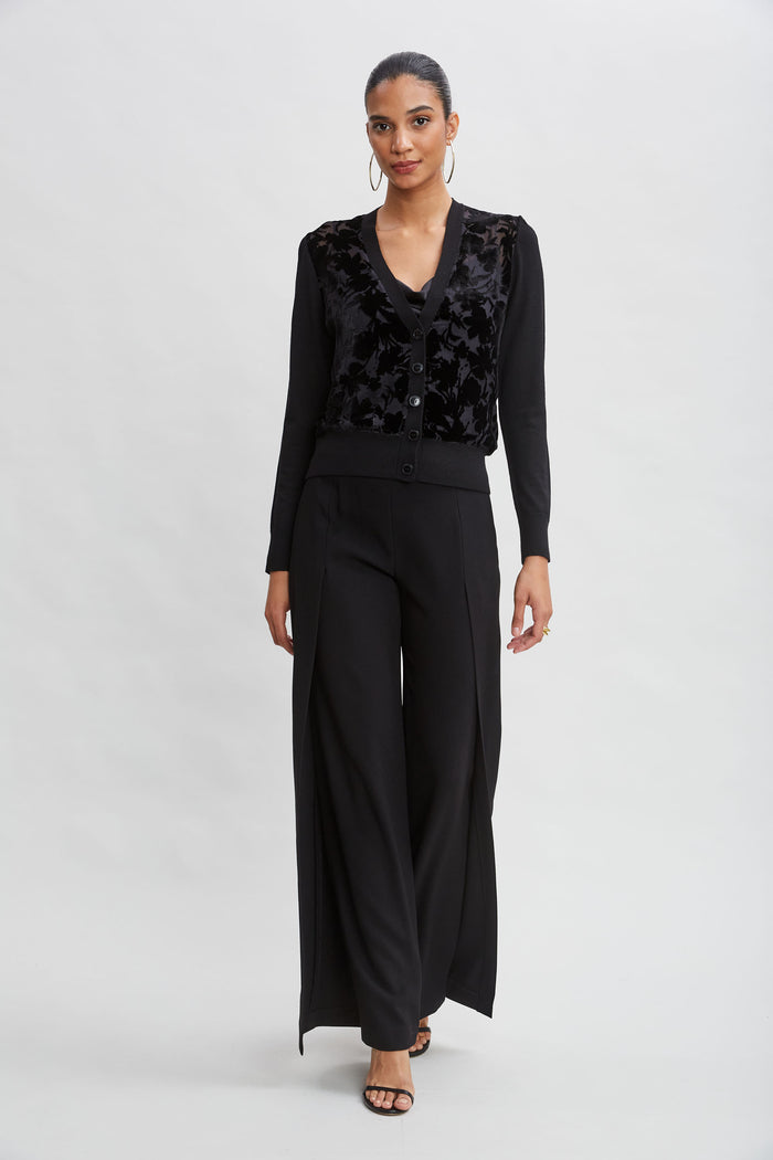 Elie Tahari Burnout Velvet Cardigan BLACK