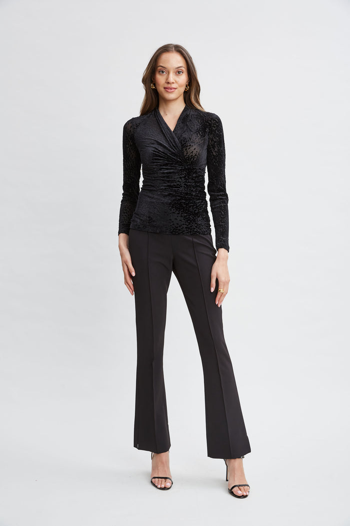 Elie Tahari Burnout Velvet Ruched Knit BLACK