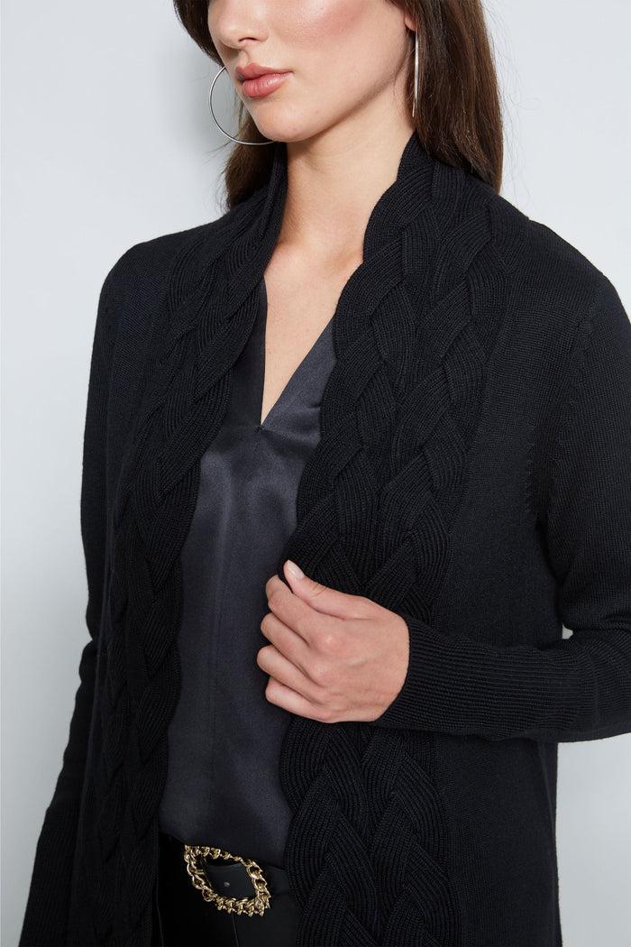 Elie Tahari Cable Cardigan BLACK