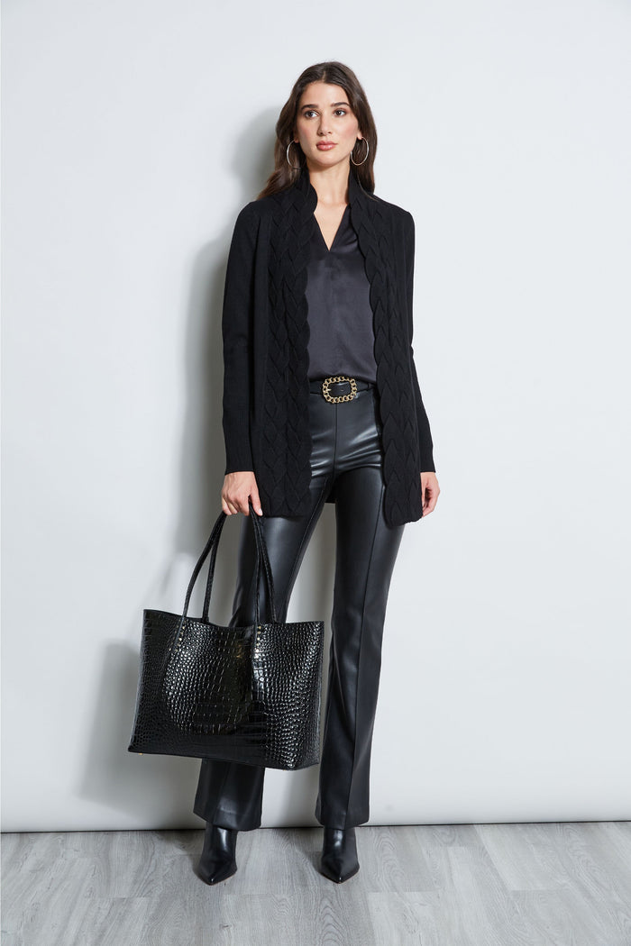 Elie Tahari Cable Cardigan BLACK
