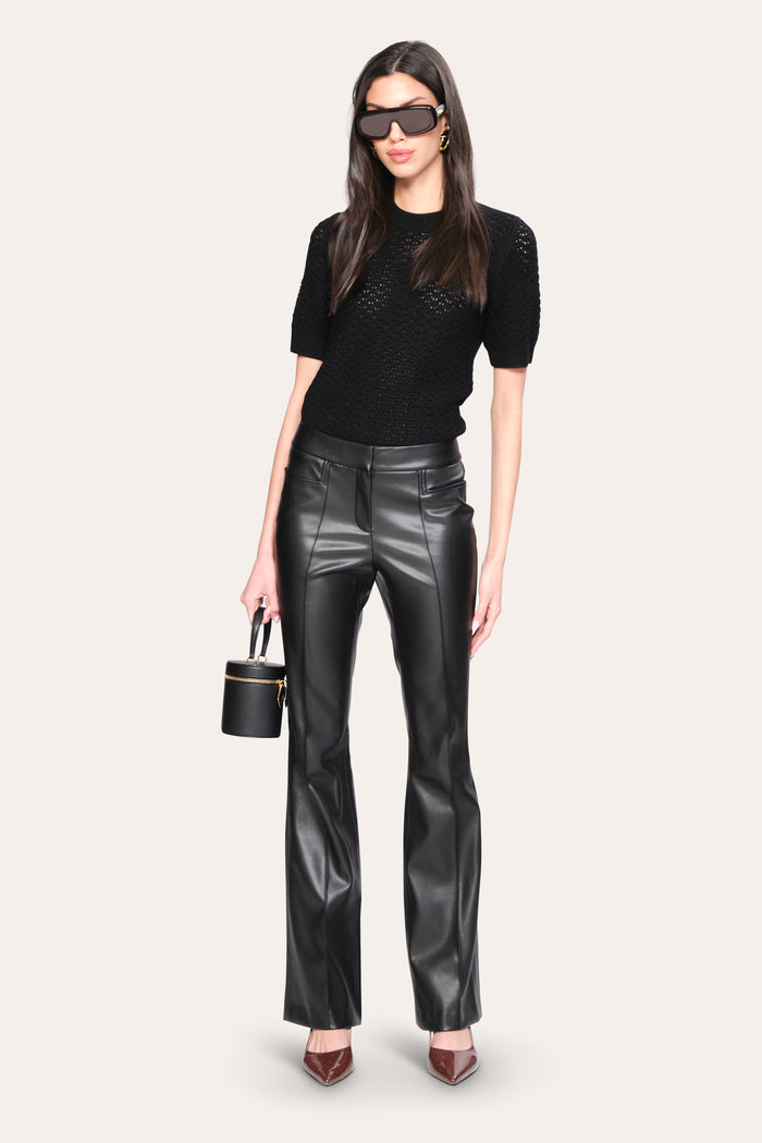 Elie Tahari Caro Vegan Leather Pant BLACK