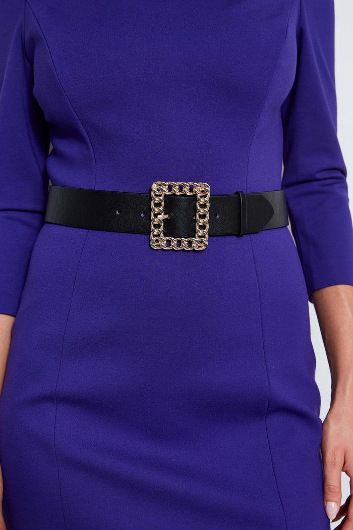 Elie Tahari Chain Belt Dart Dress GRAPE