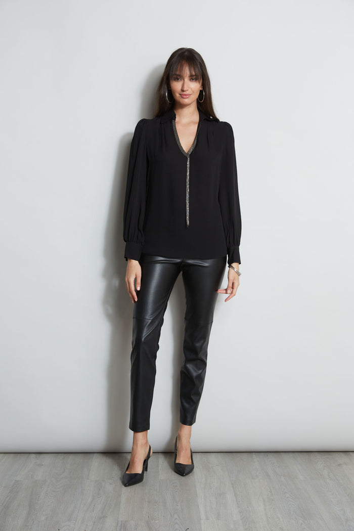 Elie Tahari Chain Collar Shirt BLACK