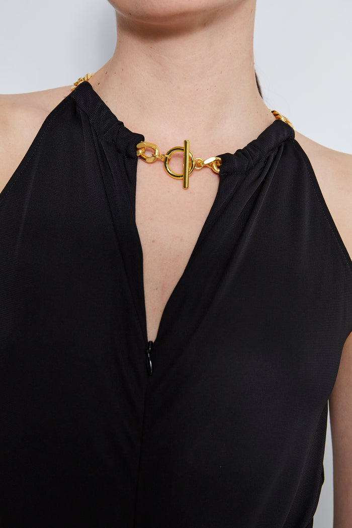 Elie Tahari Chain Jersey Jumpsuit BLACK