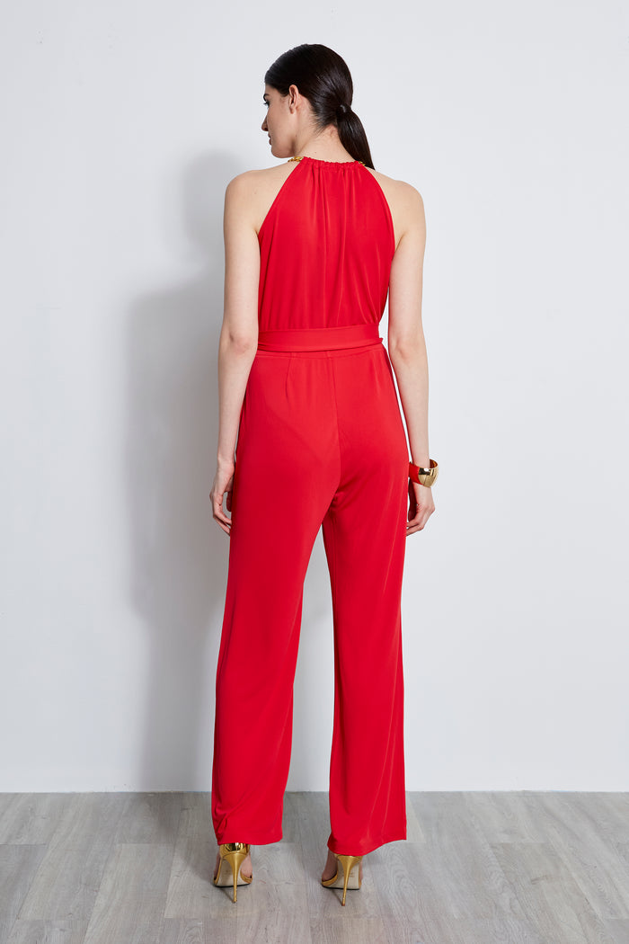 Elie Tahari Chain Jersey Jumpsuit BLAZE RED