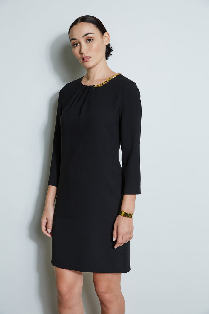 Elie Tahari Chain Shift Dress BLACK