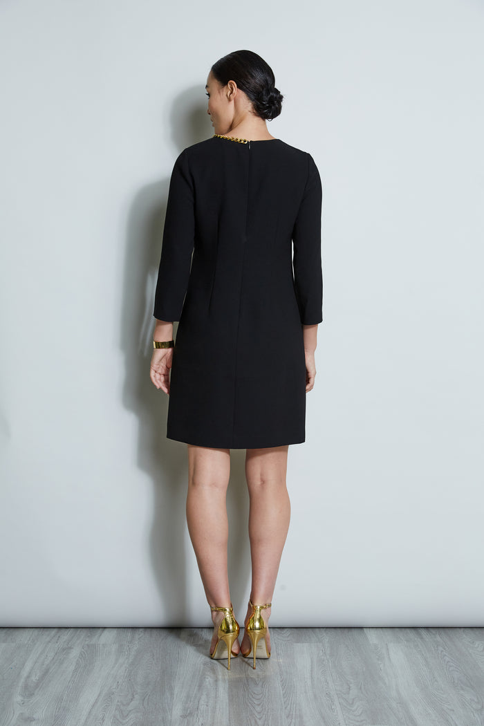 Elie Tahari Chain Shift Dress BLACK