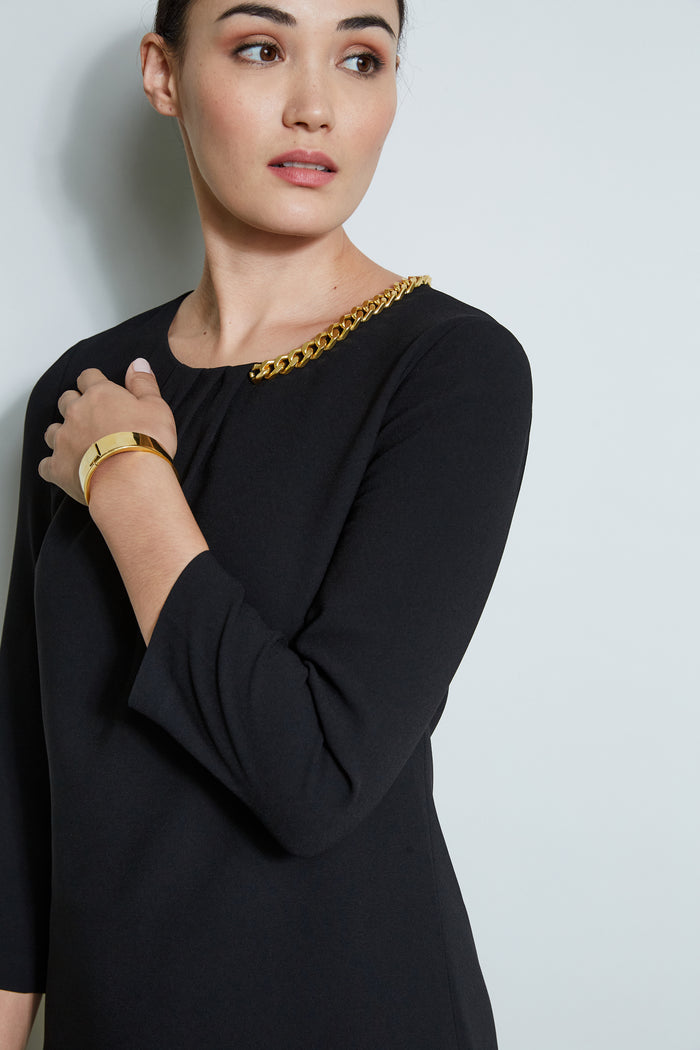 Elie Tahari Chain Shift Dress BLACK