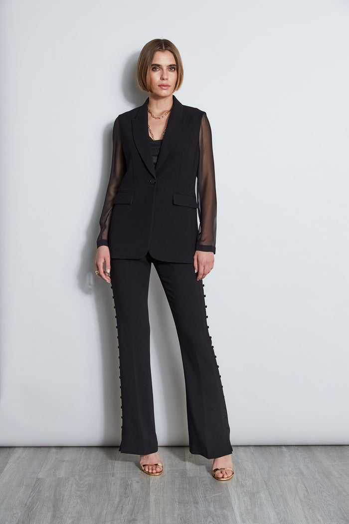 Elie Tahari Chiffon Combo Crepe Blazer BLACK