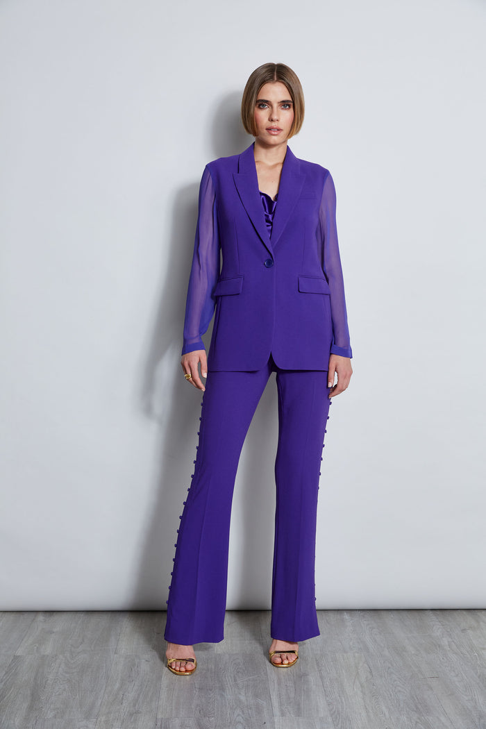 Elie Tahari Chiffon Combo Crepe Blazer GRAPE