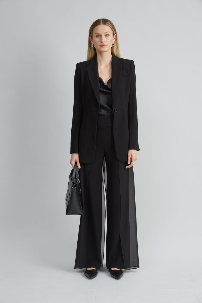 Elie Tahari Chiffon Panel Pant BLACK
