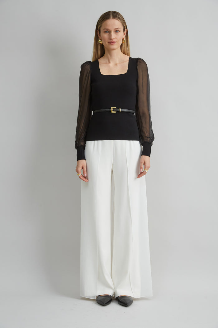 Elie Tahari Chiffon Sleeve Sweater BLACK