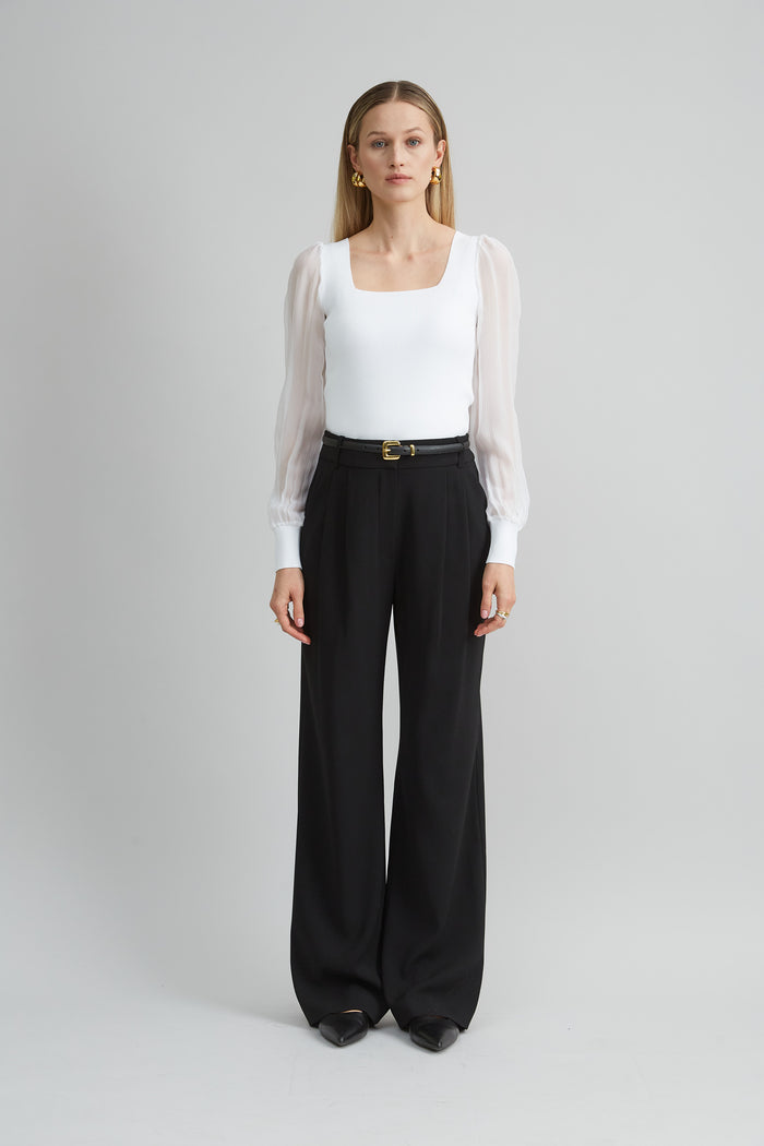 Elie Tahari Chiffon Sleeve Sweater PEARL