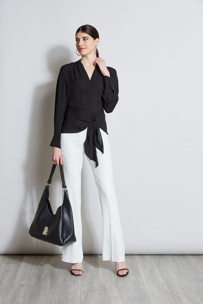 Elie Tahari Contour Side Tie Shirt BLACK