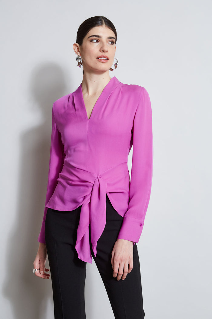 Elie Tahari Contour Side Tie Shirt PEONY