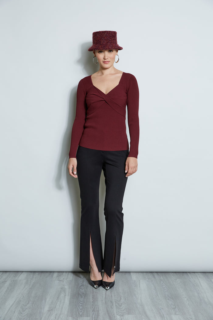 Elie Tahari Contour Twist Sweater BLACK CHERRY