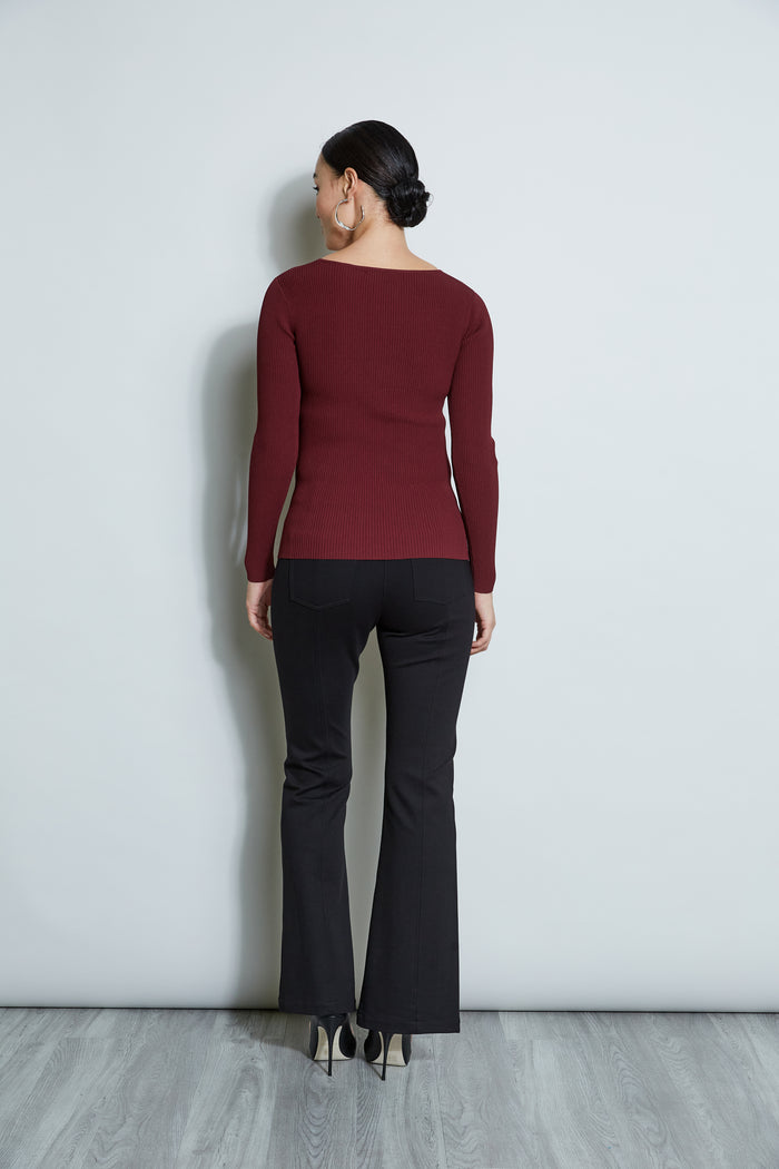 Elie Tahari Contour Twist Sweater BLACK CHERRY