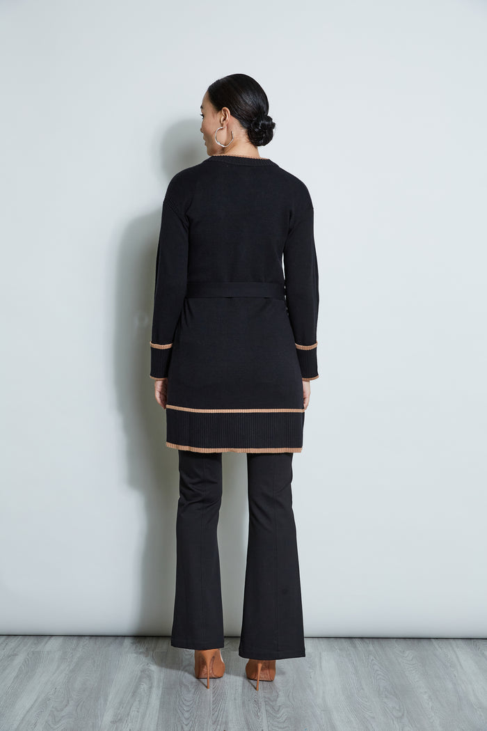 Elie Tahari Contrast Cardigan NOIR/FOSSIL