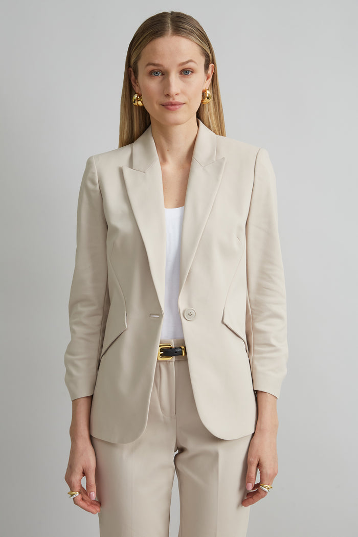 Elie Tahari Cotton Panel Blazer DRIFTWOOD