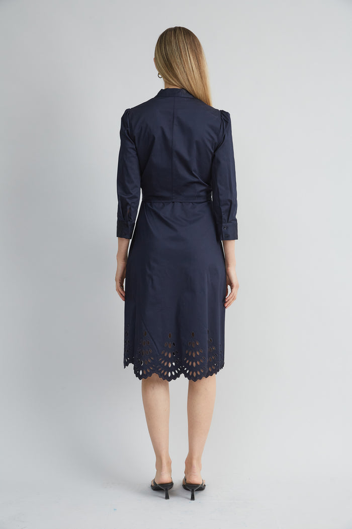 Elie Tahari Cotton Tie Embroidered Dress STARGAZER