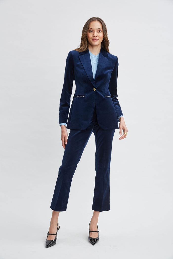 Elie Tahari Cotton Velvet Flare Pant MIDNIGHT