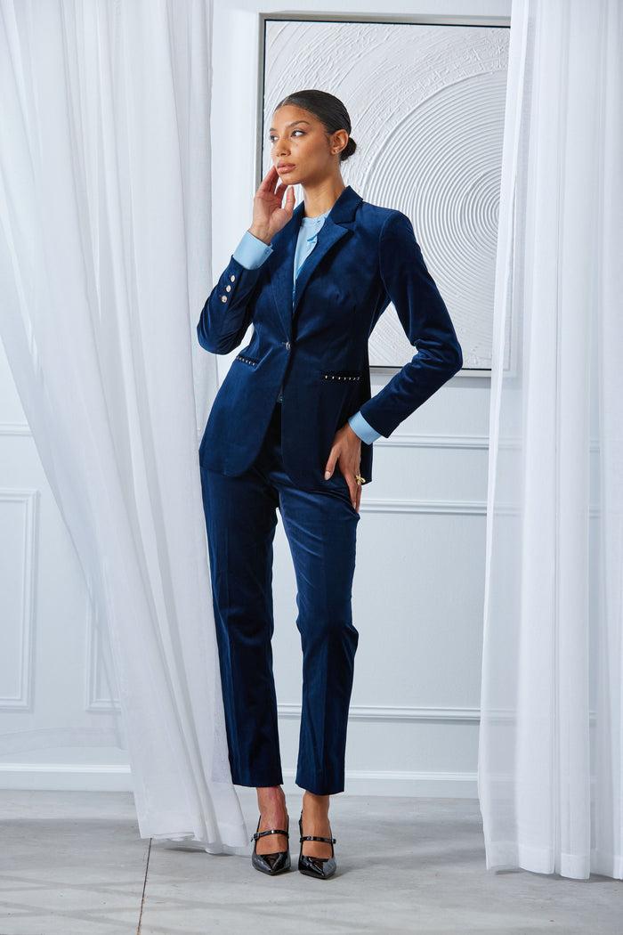 Elie Tahari Cotton Velvet Flare Pant MIDNIGHT