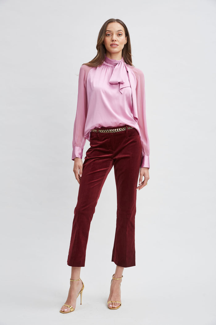 Elie Tahari Cotton Velvet Flare SANGRIA