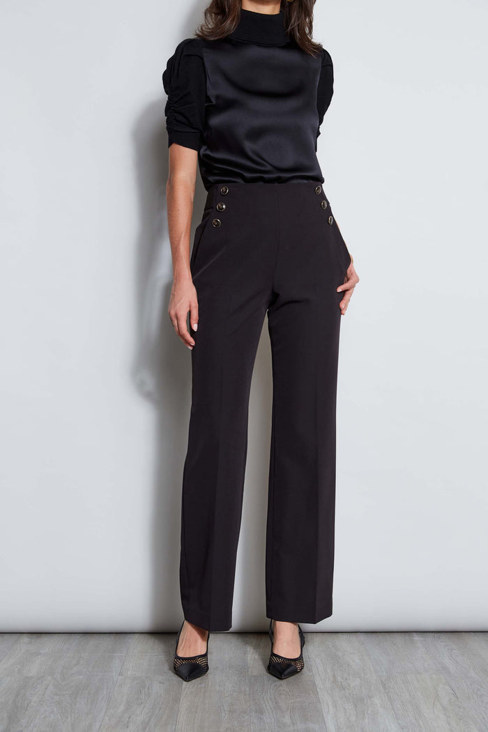 Elie Tahari Crepe Button Pant Noir