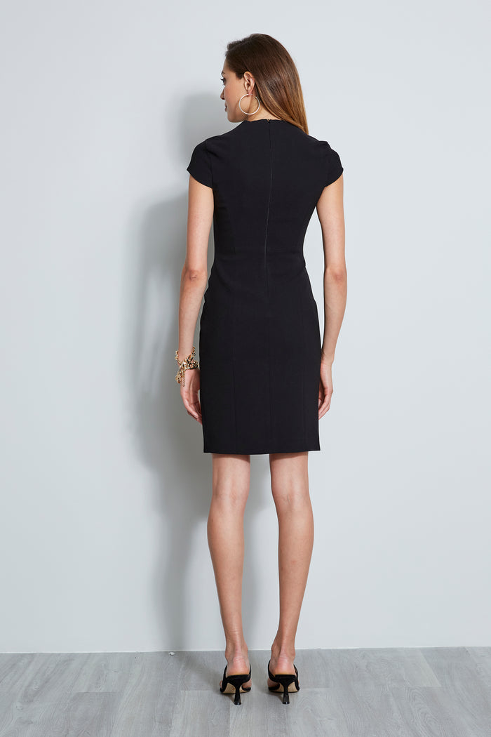 Elie Tahari Crepe Dart Dress Black