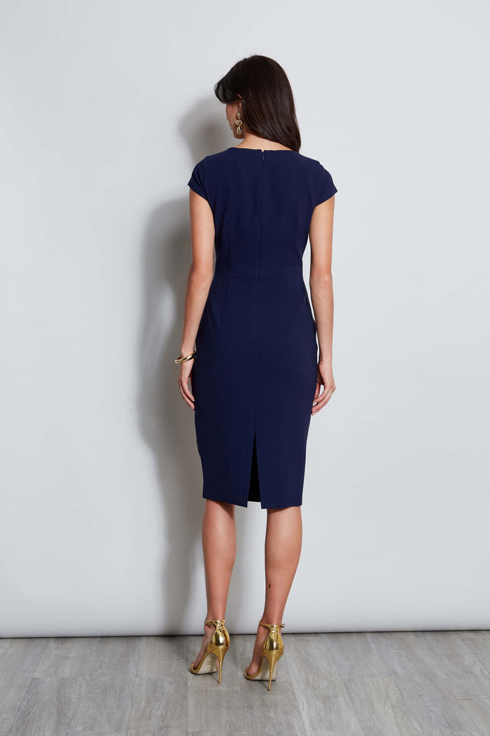 Elie Tahari Crepe Keyhole Dart Dress GALAXY NAVY
