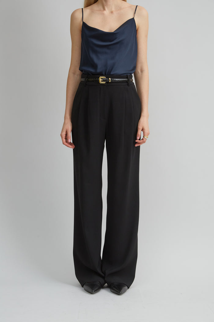 Elie Tahari Crepe Pleated Pant BLACK