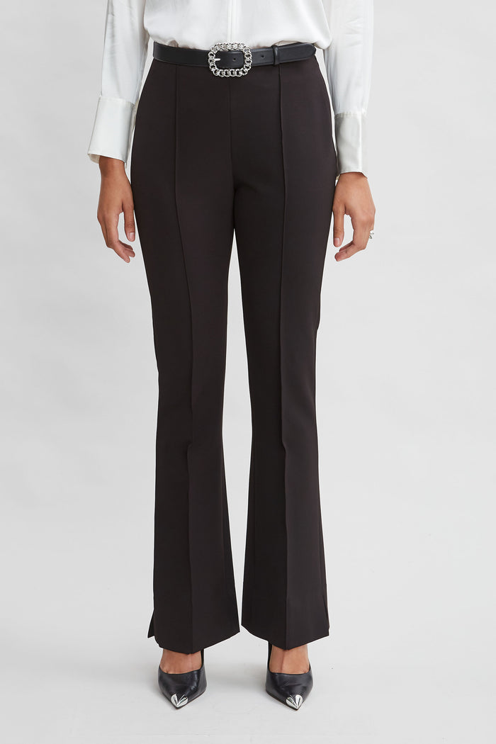 Elie Tahari Crepe Seam Slit Flare Pant BLACK