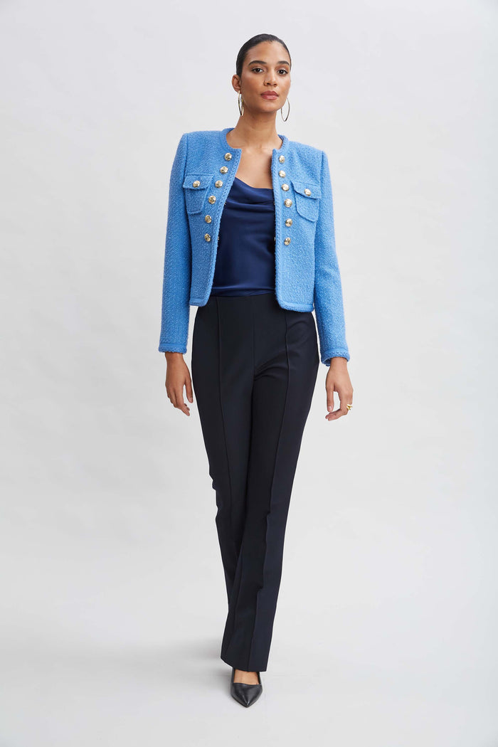 Elie Tahari Crepe Seam Slit Flare Pant STARGAZER