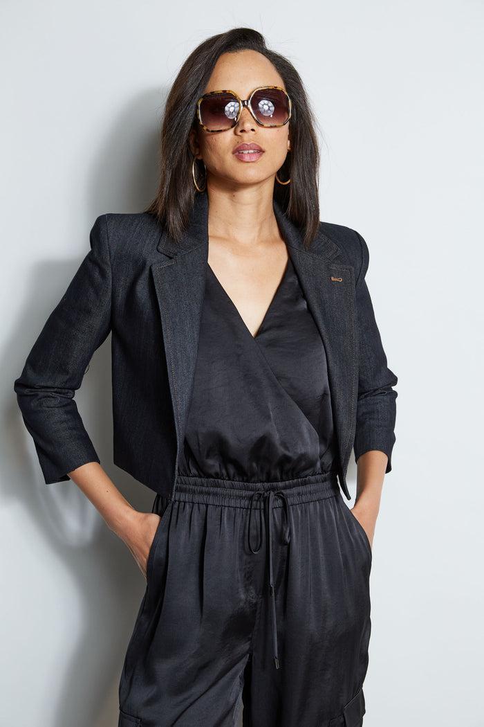 Elie Tahari Cropped Denim Jacket INDIGO