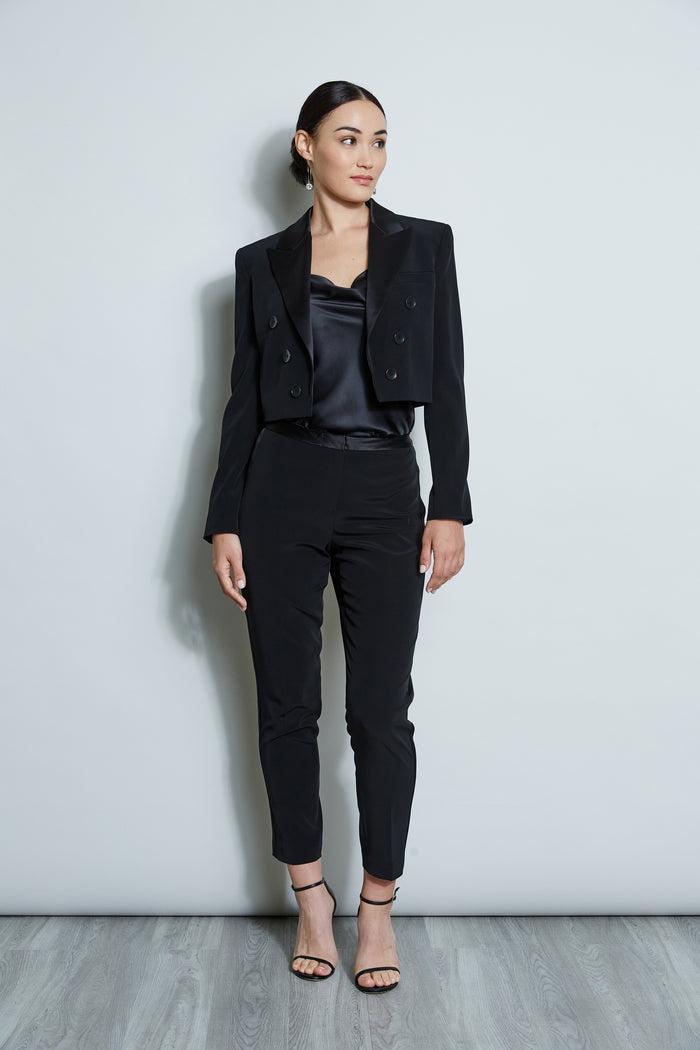 Elie Tahari Cropped Tuxedo Jacket BLACK