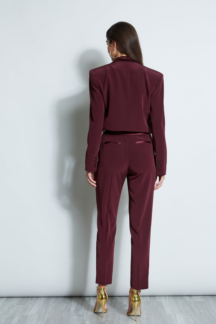Elie Tahari Cropped Tuxedo Jacket CORDOVAN