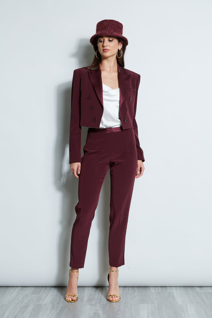 Elie Tahari Cropped Tuxedo Jacket CORDOVAN