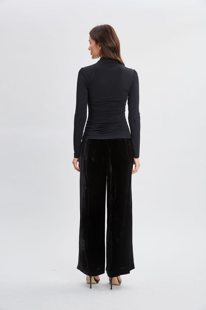 Elie Tahari Crossover Ruched Knit BLACK