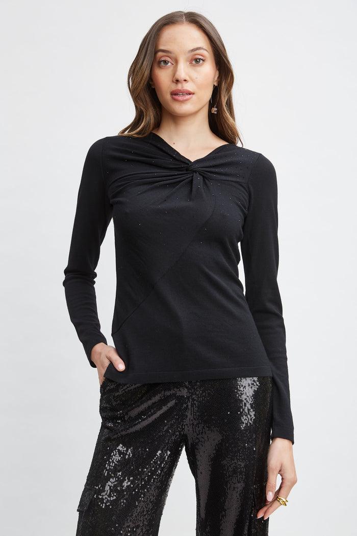 Elie Tahari Crystal Knot Wool Sweater BLACK
