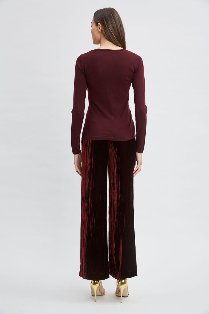 Elie Tahari Crystal Knot Wool Sweater MERLOT