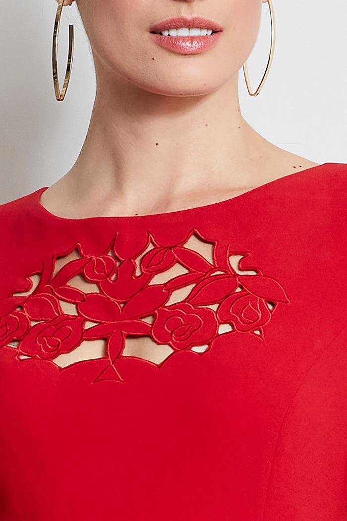 Elie Tahari Cut Out Embroidered Dress SIREN
