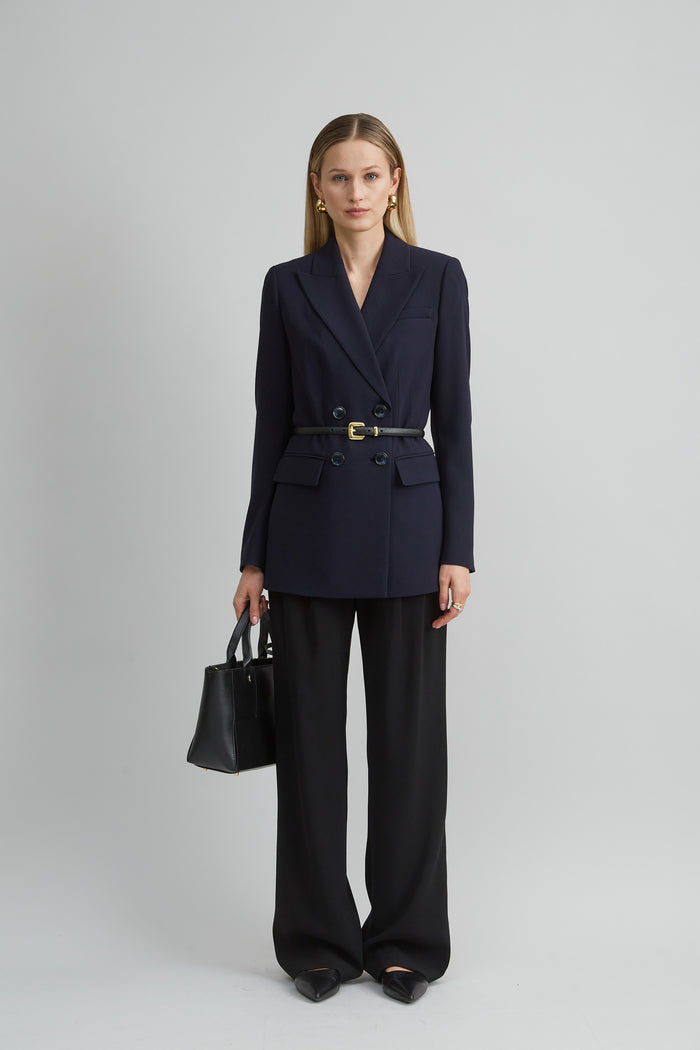 Elie Tahari Double Breasted Crepe Blazer STARGAZER