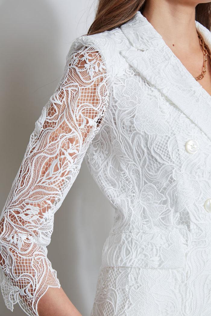 Elie Tahari Double Breasted Lace Blazer FOAM